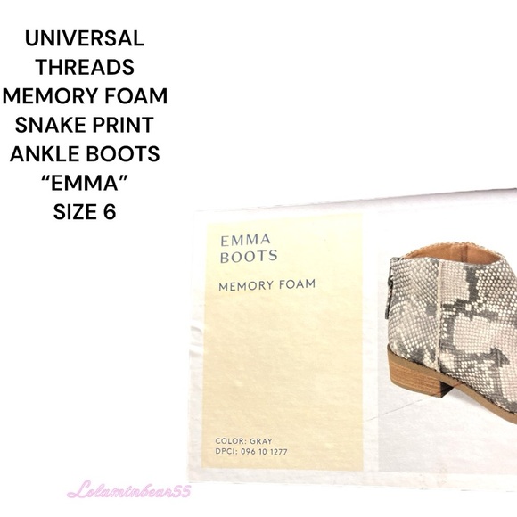 UNIVERSAL THREADS “EMMA” MEMORY FOAM SNAKE PRINT ANKLE BOOTS, SIZE 6, NEW IN BOX - Picture 13 of 14